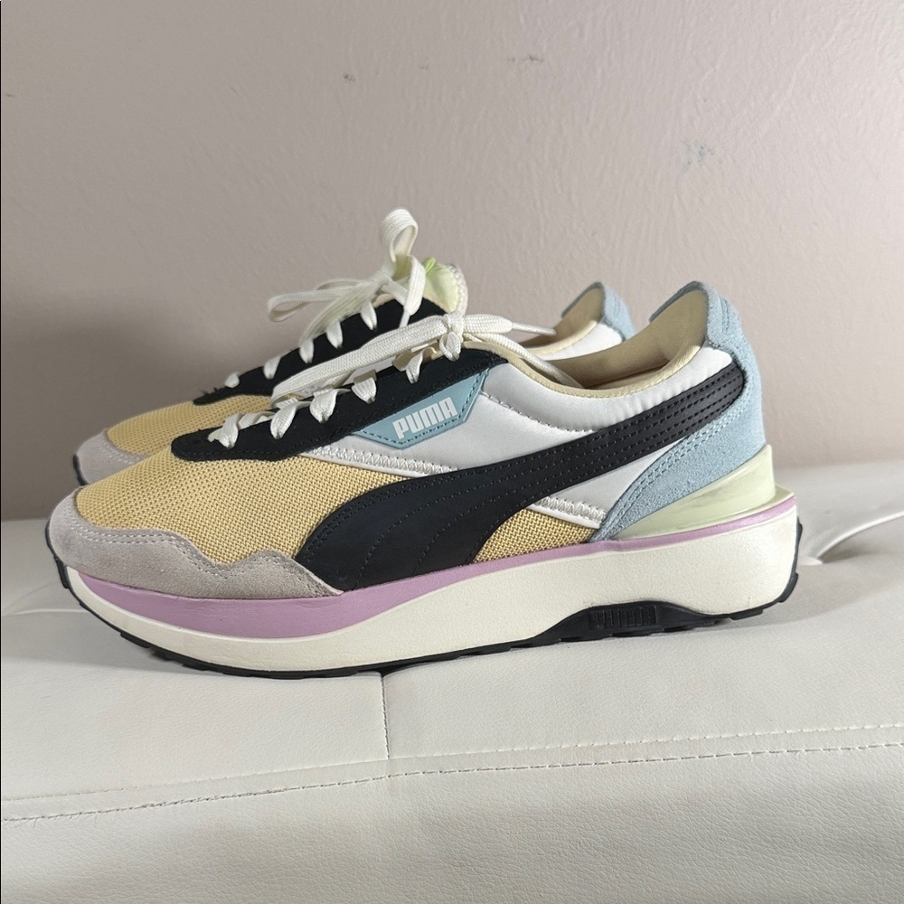 Puma Women's Yellow and Black Sneakers